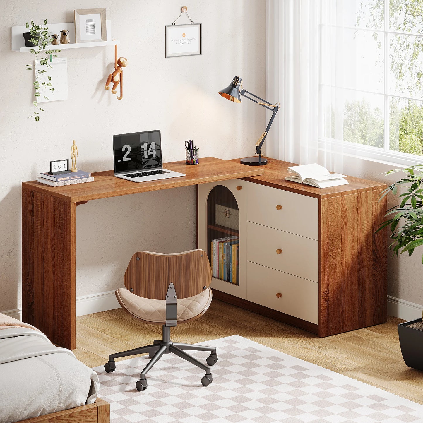 Tribesigns L Shaped Computer Desk With Drawers And Reversible Storage