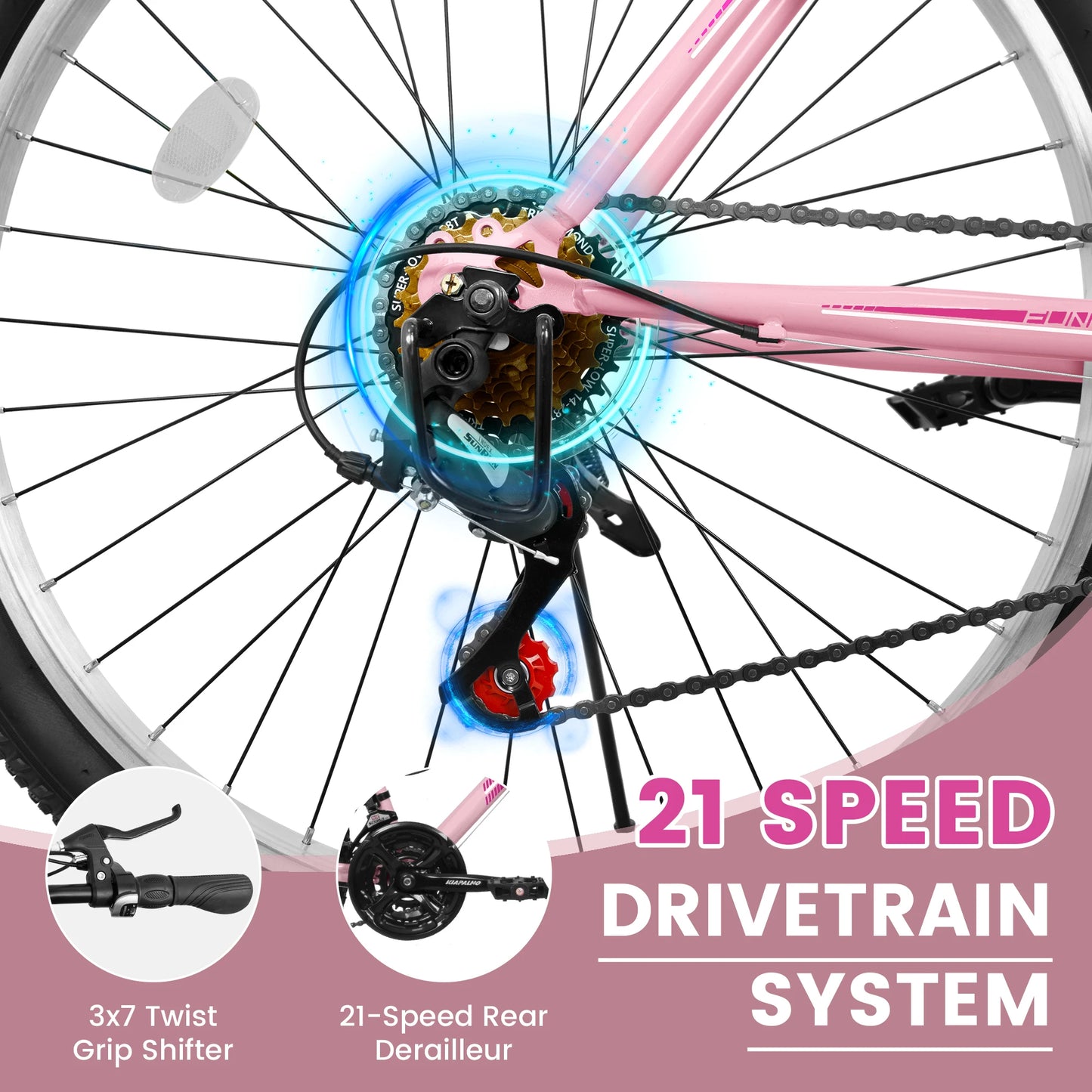 Ecarpat Women's Mountain Bike 21 Speed With V Brake