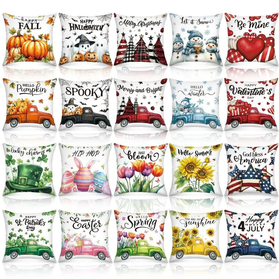 Holiday Pillow Covers Set 20 Pcs Seasonal Sunflower