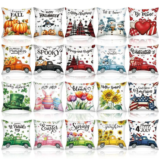 Holiday Pillow Covers Set 20 Pcs Seasonal Sunflower