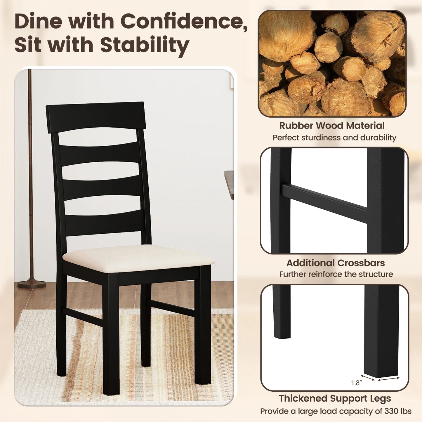 HOMASIS High Back Dining Chairs Set of 2 for Kitchen