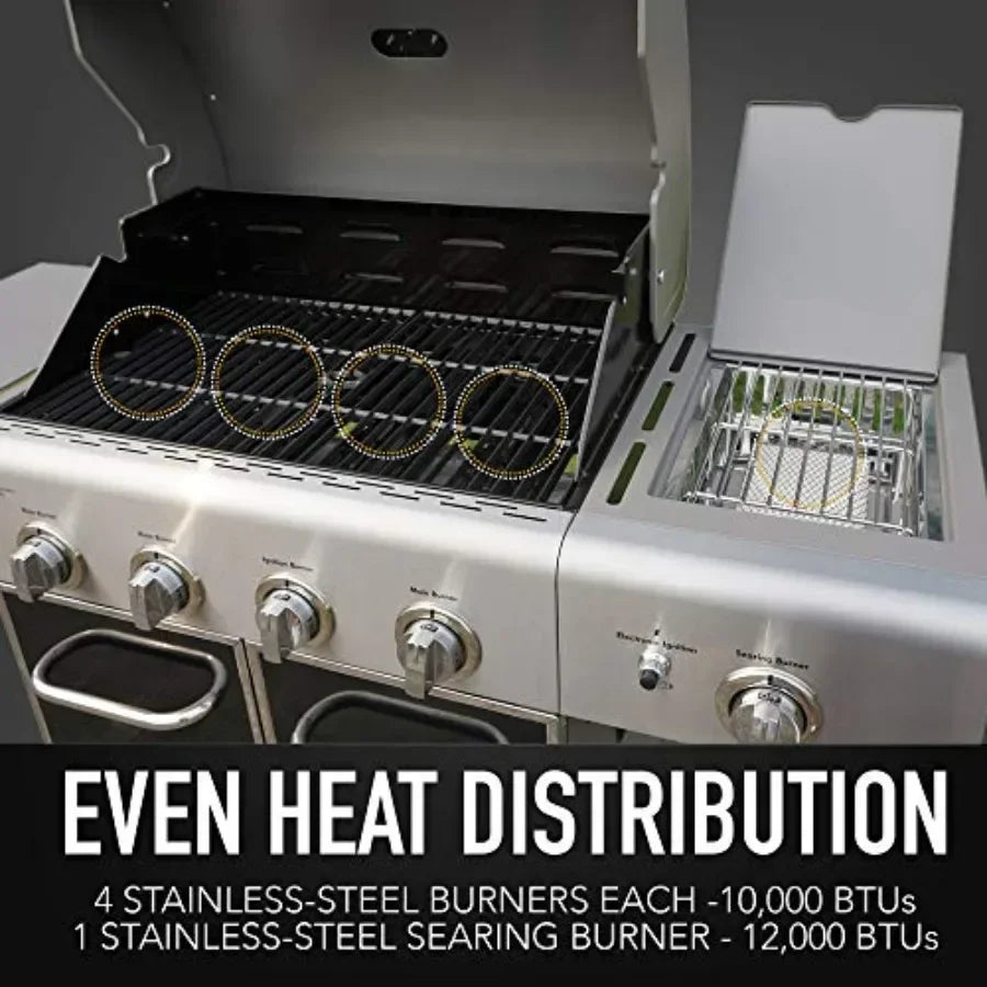 4 Burner BBQ Gas Grill Featuring Searing Side Burner