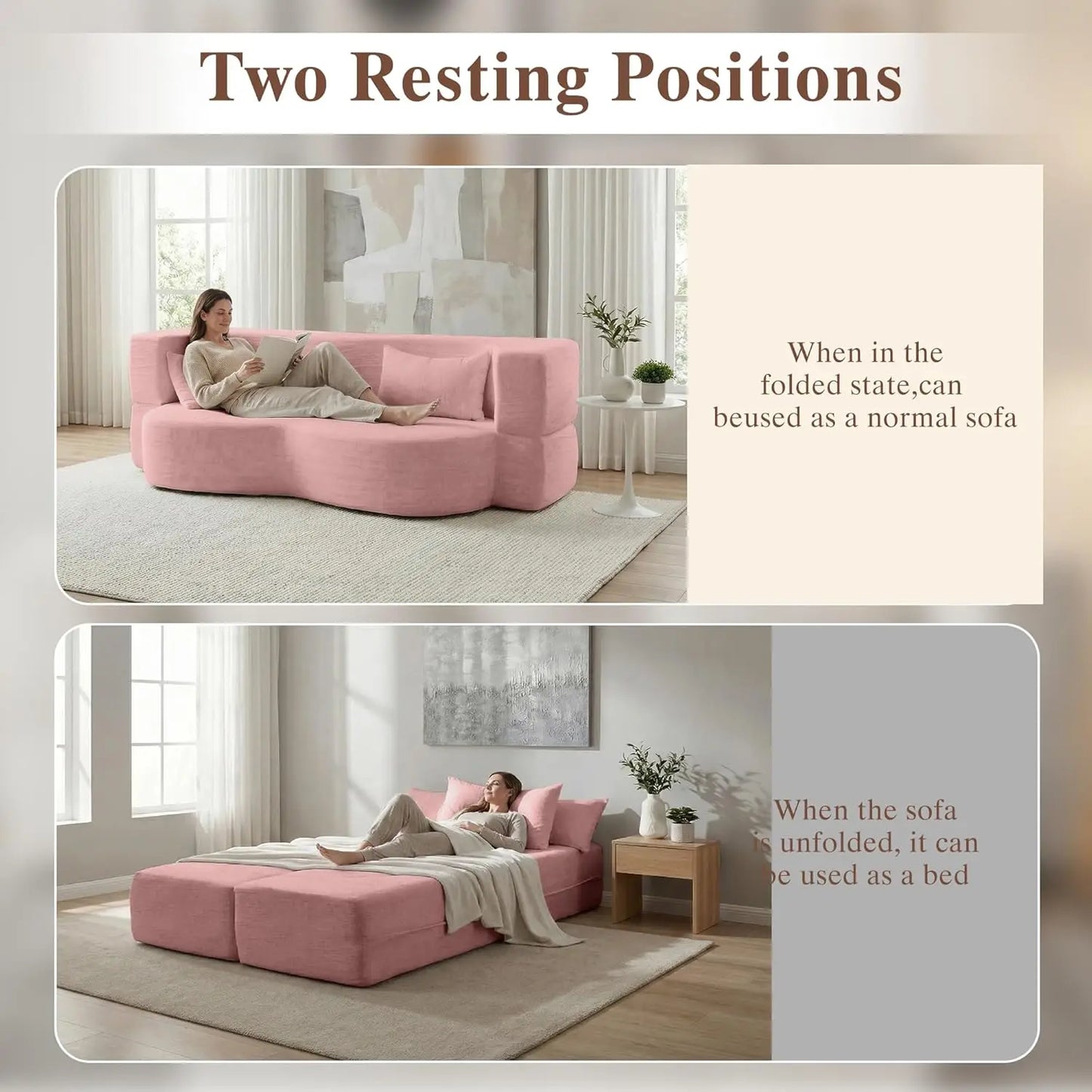 Convertible Sofa Bed 2 In 1 Fabric Folding Couch Mattress