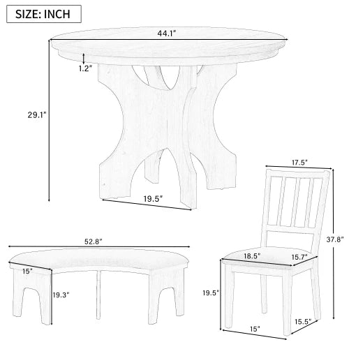 Rustic Charm 5 Piece Dining Set Round Table And Chairs
