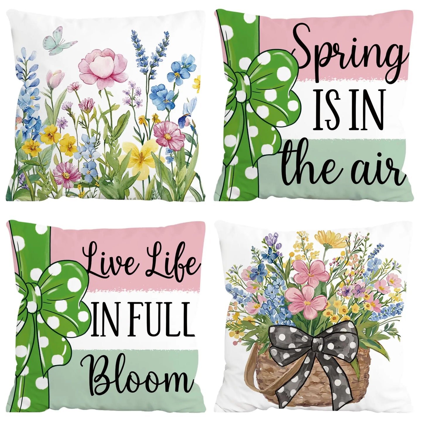 Boho Sage Floral Throw Pillow Covers Decor
