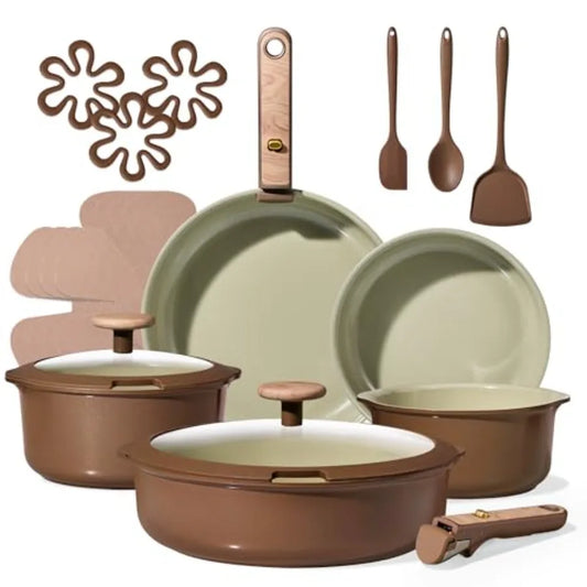 Ceramic Cookware Set Nonstick With Detachable Handle Induction Oven Safe