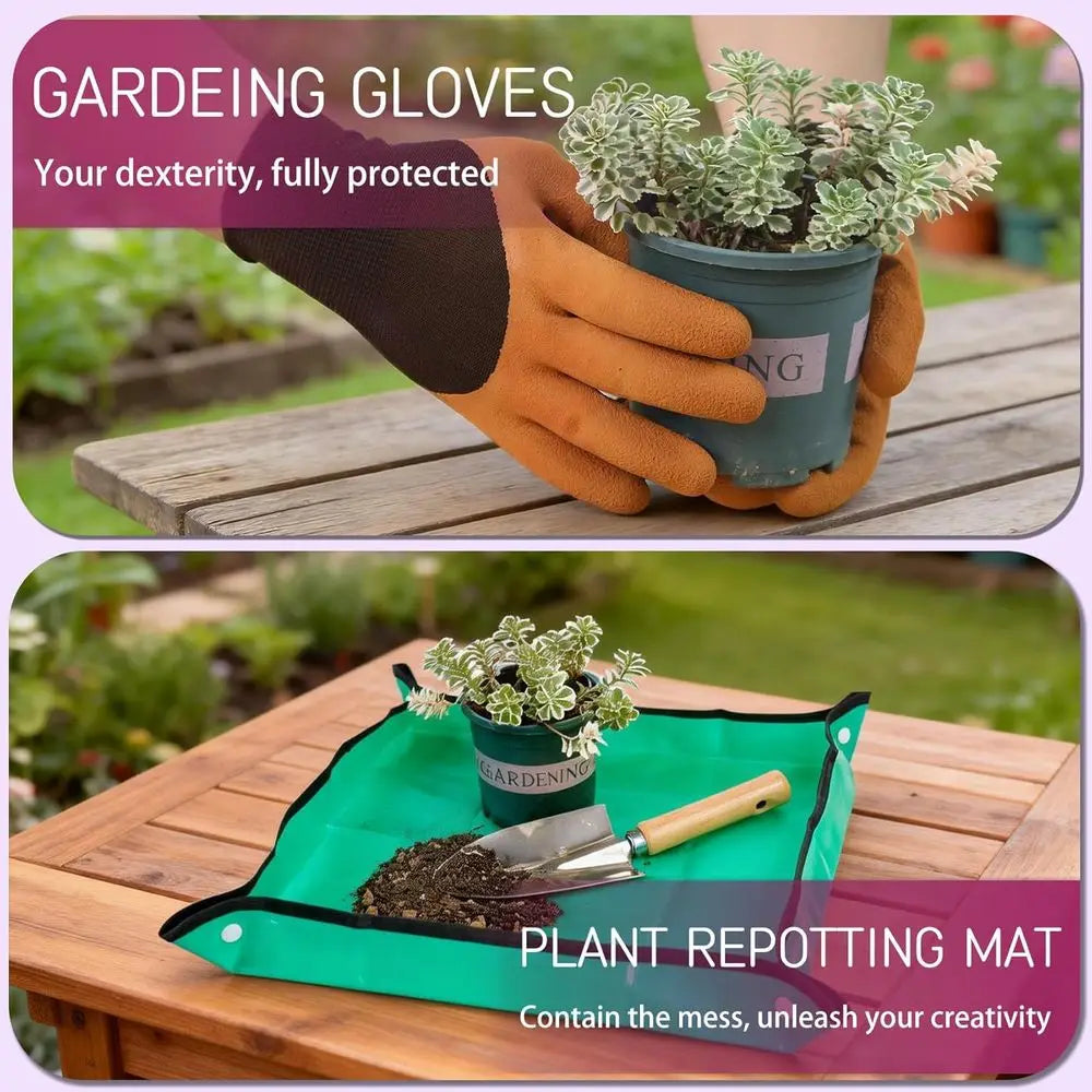 Garden Tool Set, 10 PCS Gardening Essentials, Stainless Steel Hand Tools with Tote Bag, Well-Designed Gardening Supplies Kit for