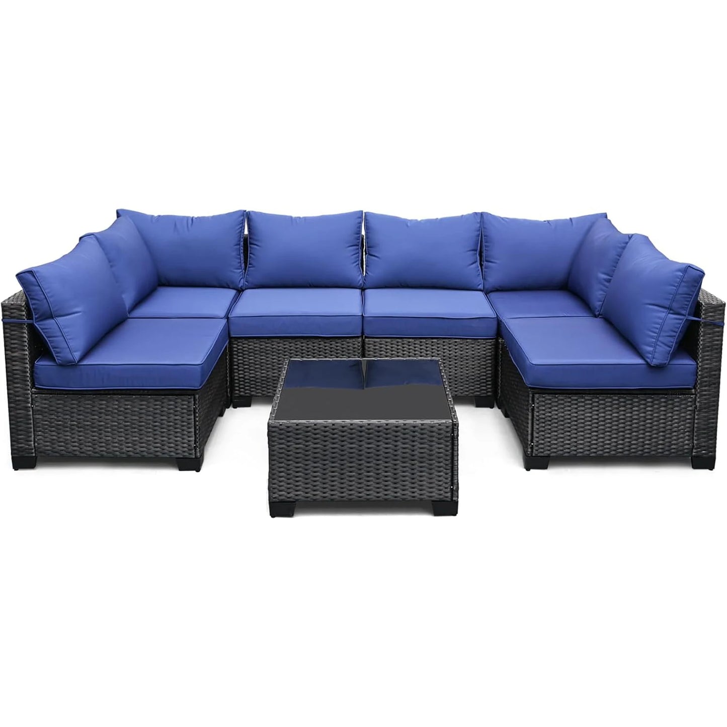 HobbyLane 7 Piece Modular Outdoor Rattan Wicker Sofa Set