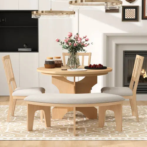 Rustic Charm 5 Piece Dining Set Round Table And Chairs