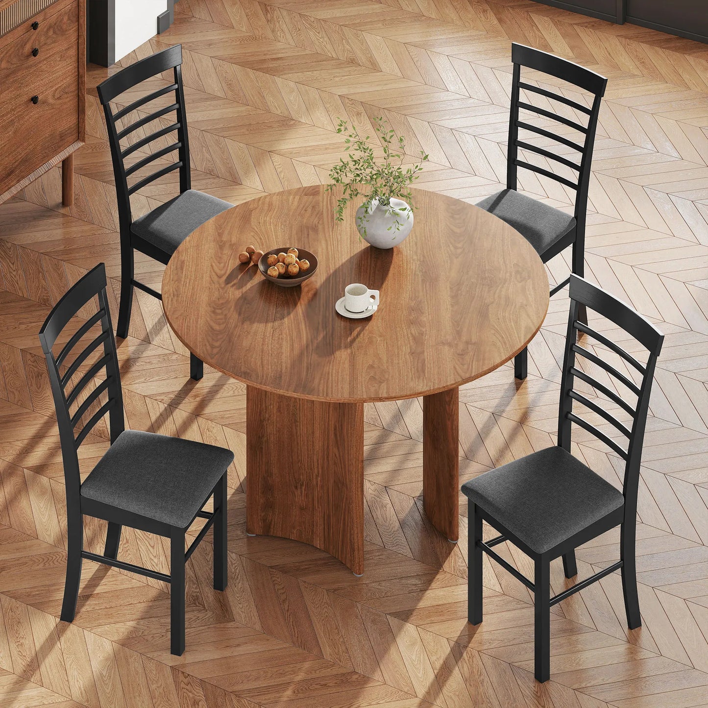 HOMCOM Rubber Wood Frame Dining Chairs Set Of 2 Upholstered