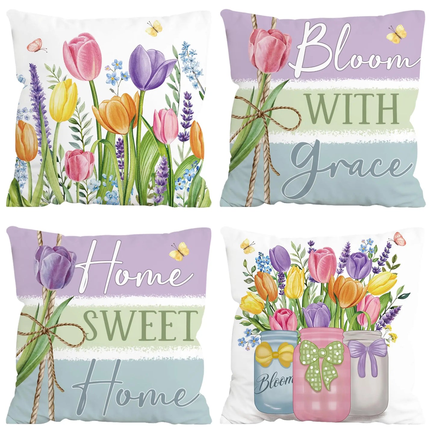 Boho Sage Floral Throw Pillow Covers Decor