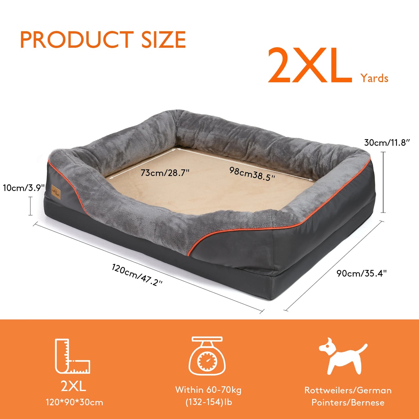 BINGOPAW Dog Bed Removable Washable Cover Anti Allergy Waterproof