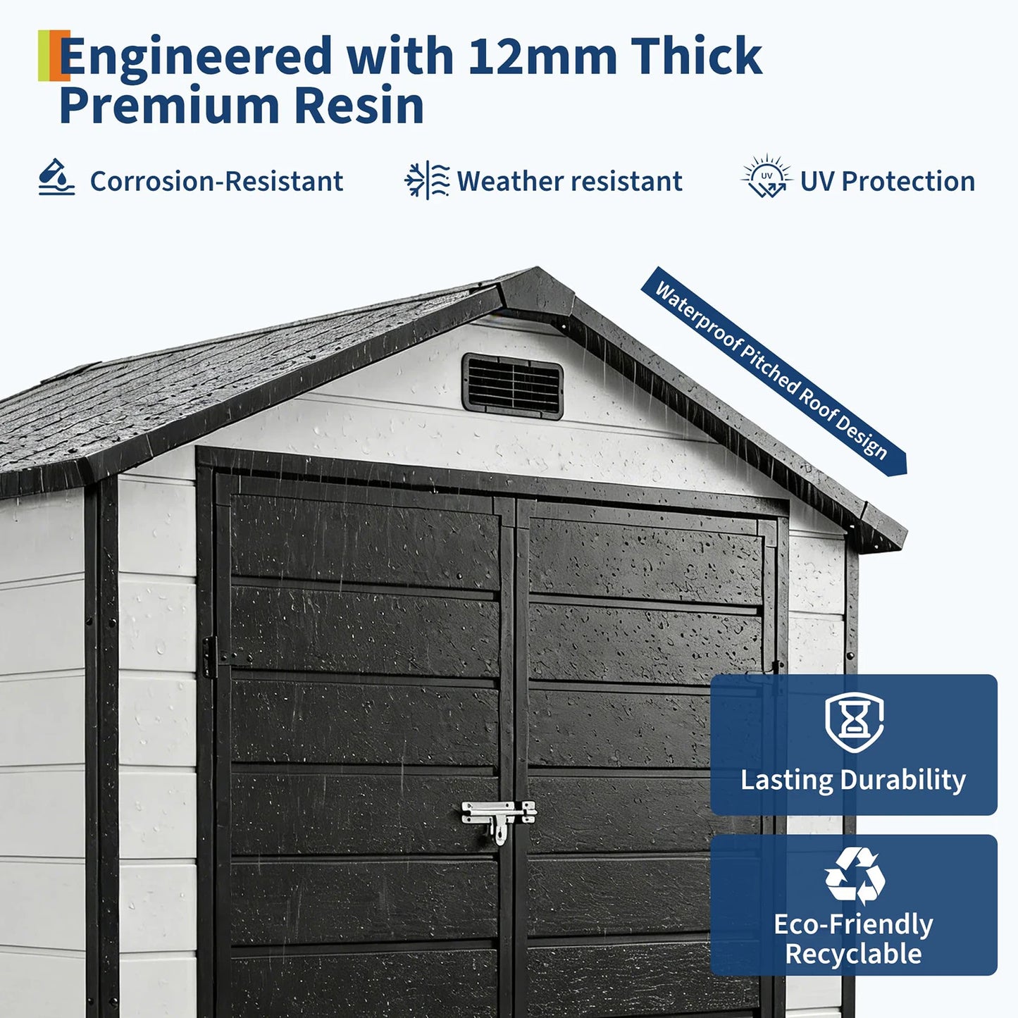 HiMiss 6x4 Resin Outdoor Storage Shed With Window