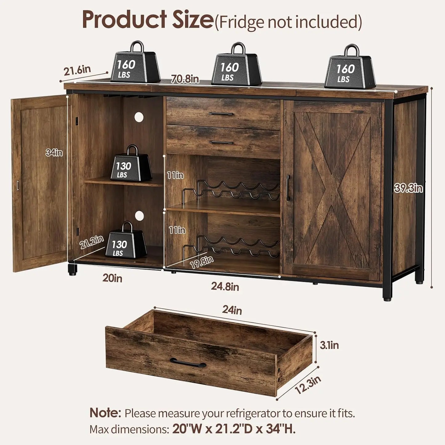 Coffee Bar Cabinet With Built In Fridge Spaces Wood Farmhouse Style