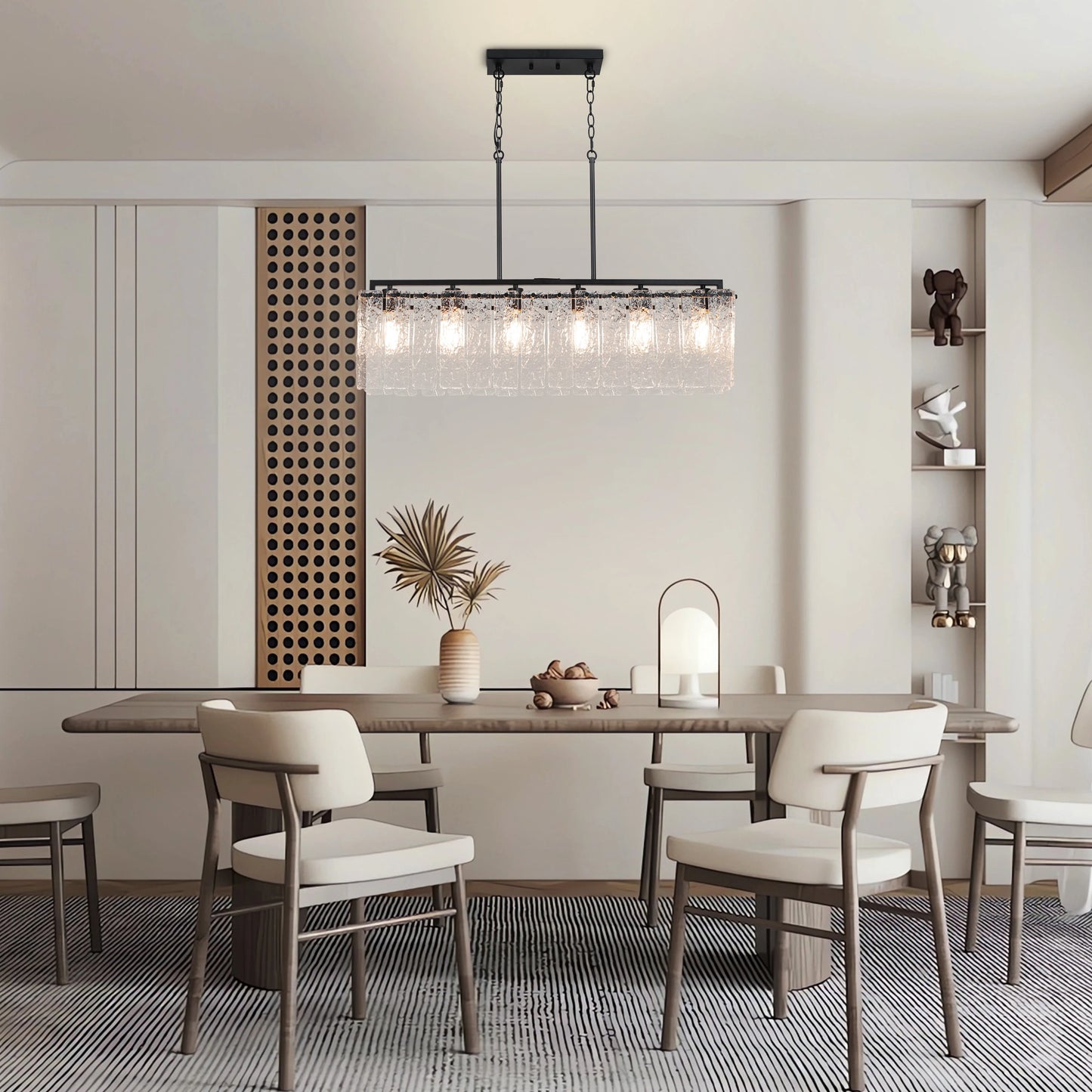 Rectangle Water Ripple Glass Chandelier Island Lighting