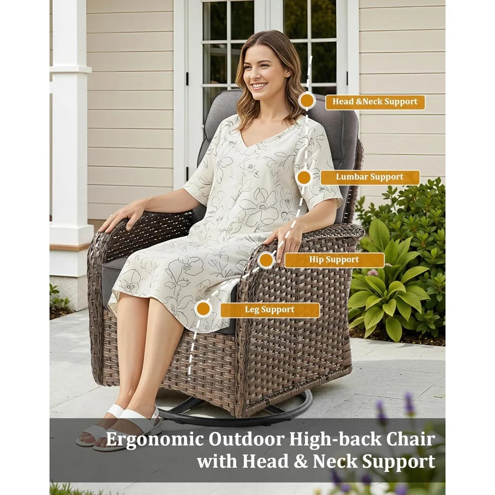 Luxury 3 Piece Patio Conversation Set With Swivel Chairs