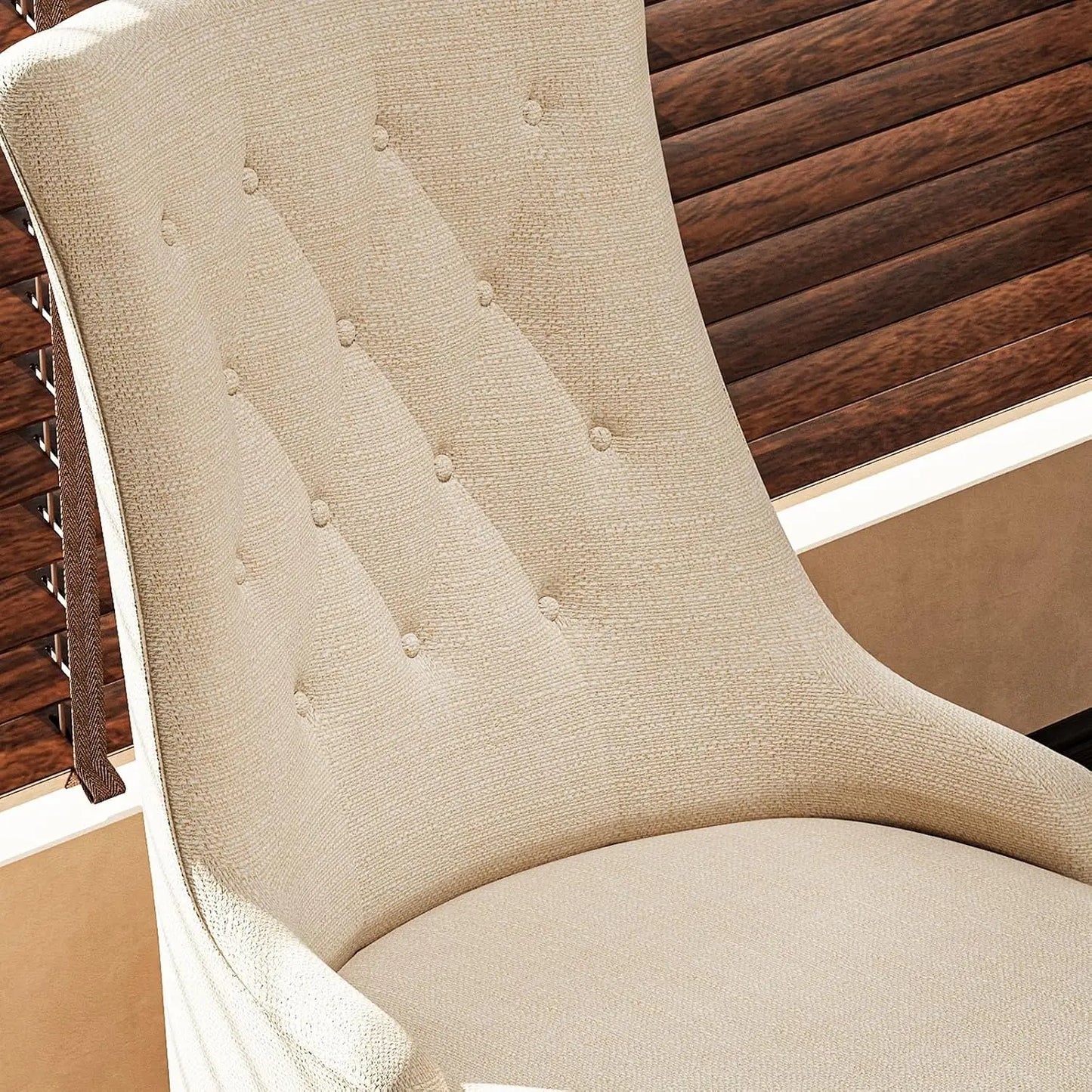 Wingback Dining Chairs Set Of 2 Tufted Upholstered Wooden Legs