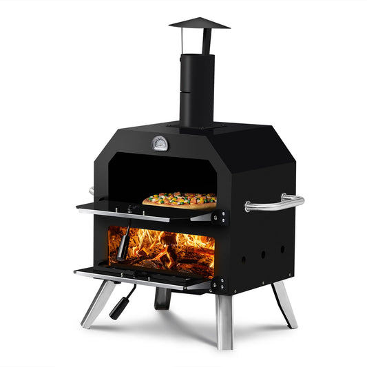 Outdoor Wood Fired Pizza Oven With 2 Layer Stone Rack
