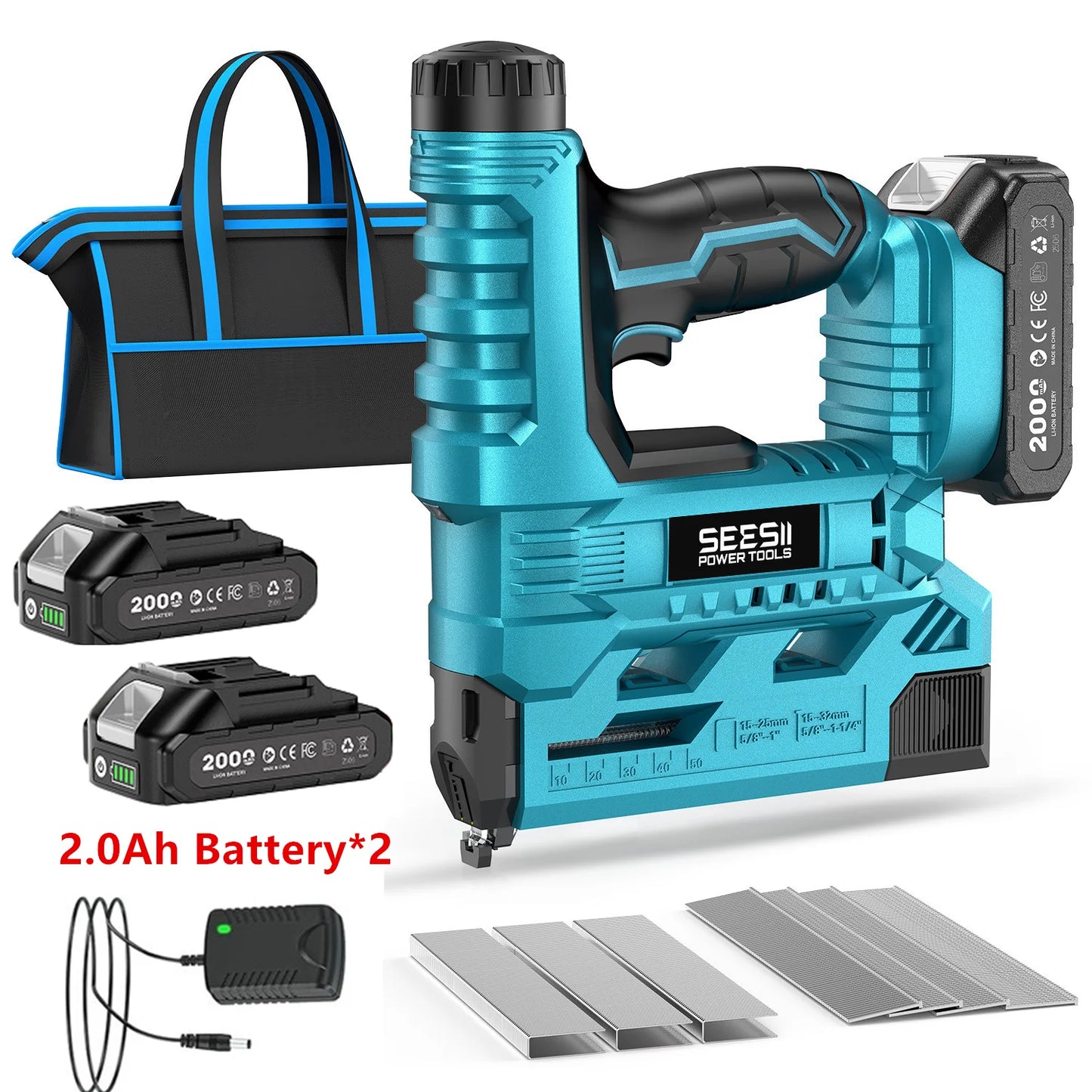 Seesii 18 Gauge Cordless Brad Nailer With 1000 Nails And Batteries