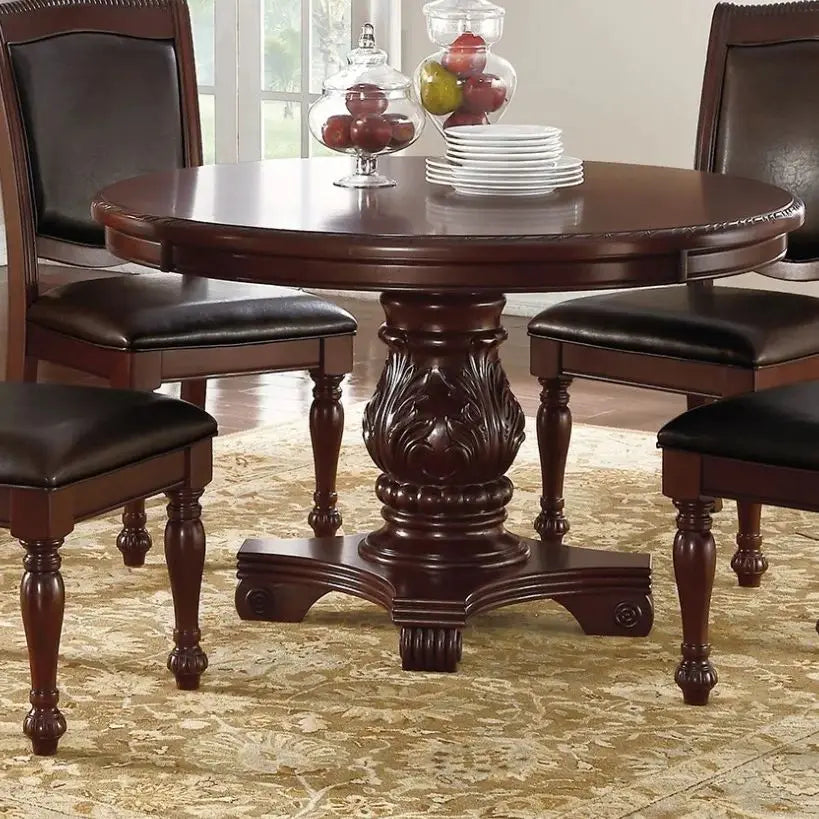 Classic Antique Round Dining Table And 4 Chairs Set