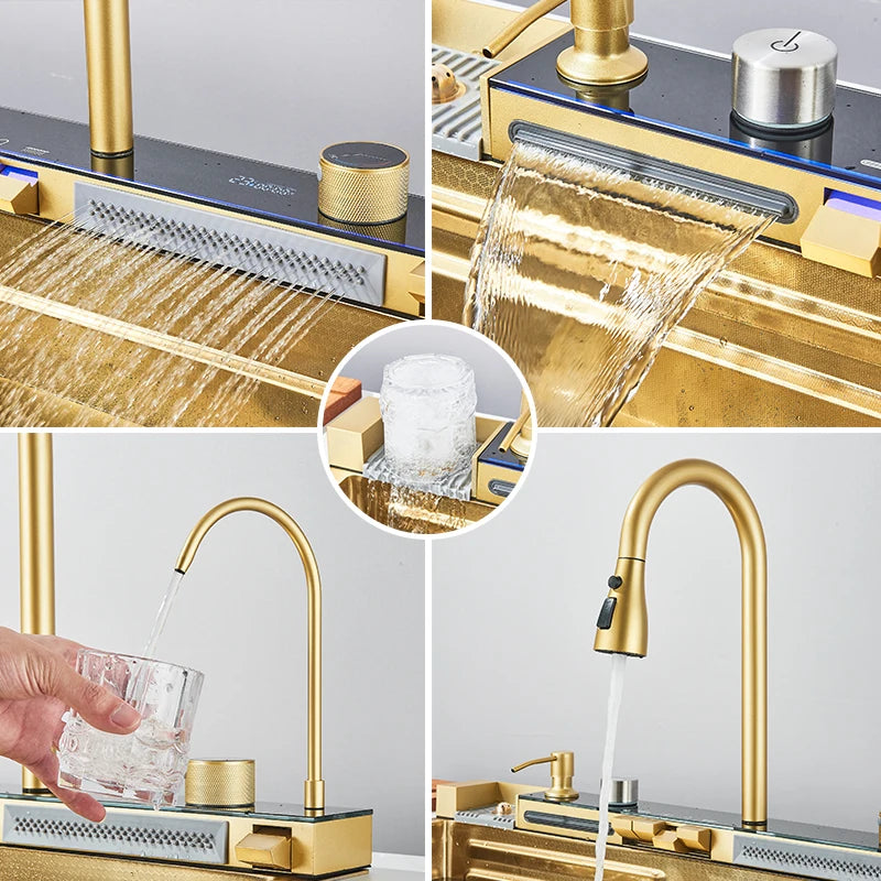 Rozin Stainless Steel Kitchen Sink With Faucet Digital Display