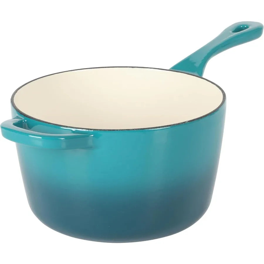 Heavy Duty Enameled Cast Iron Nonstick Saucepan With Lid