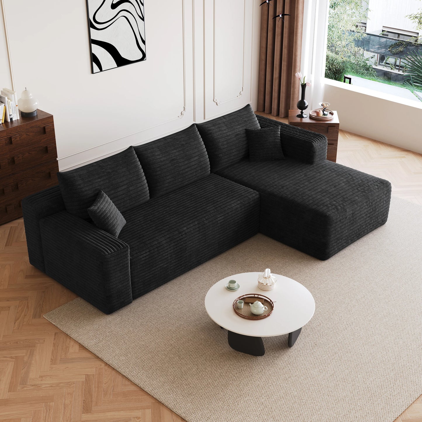 Cloud Sectional Sofa U Shaped Modular Corduroy No Assembly