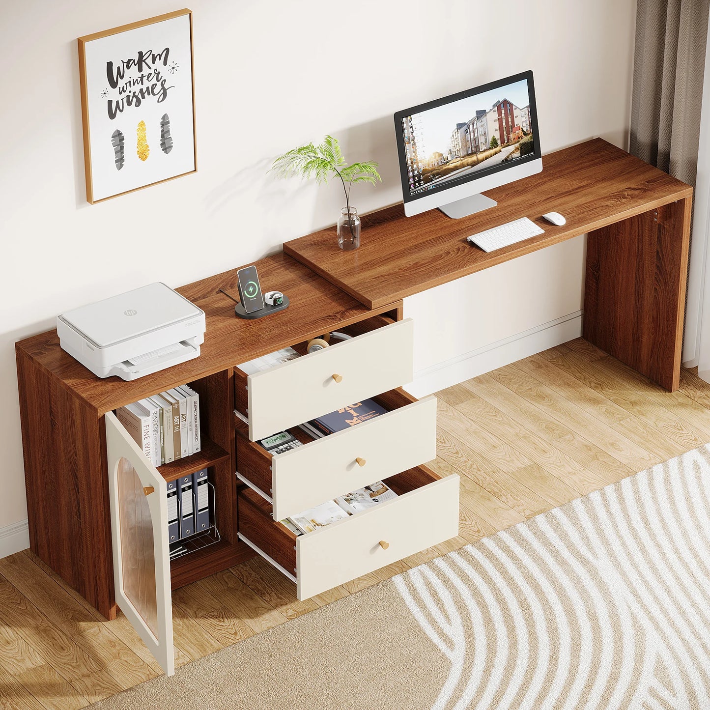 Tribesigns L Shaped Computer Desk With Drawers And Reversible Storage