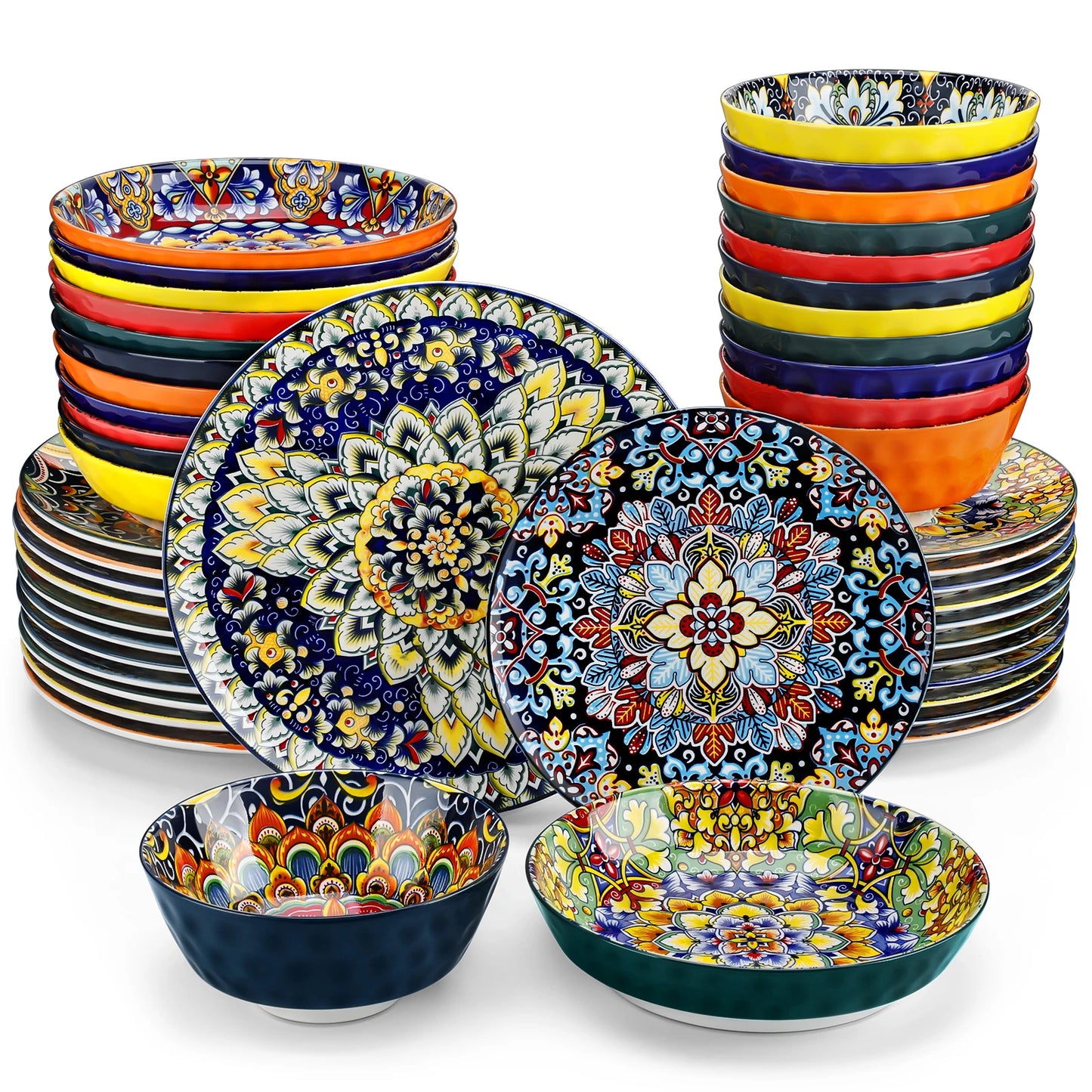 MALACASA Bohemian Ceramic Dinnerware Set 24 Piece For 6
