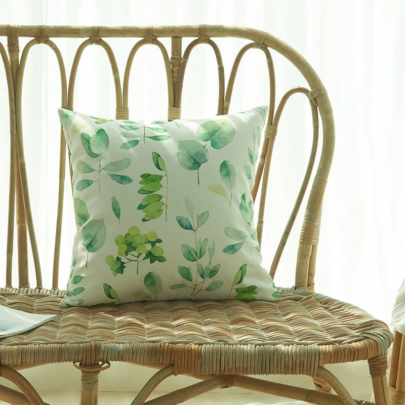 Indoor And Outdoor Waterproof Decorative Square Throw Pillow Cover With Leaf Pattern