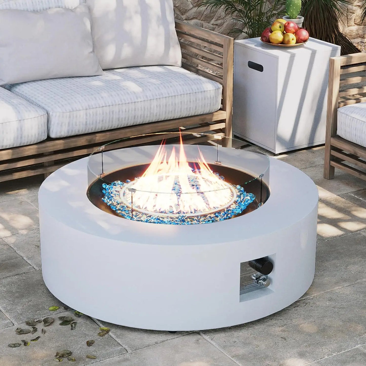 Propane Gas Fire Pit Table 50000 BTU Iron Round Patio