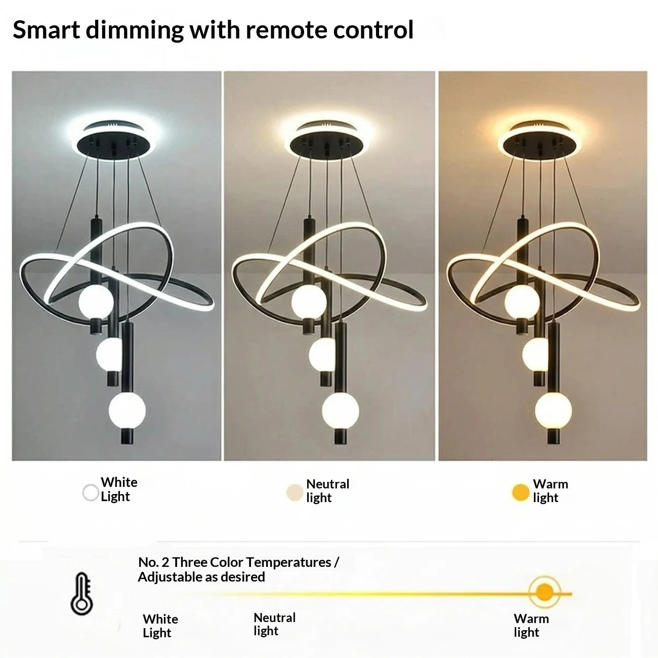 Lollipop LED Pendant Light With Remote Control Adjustable Height Dimmable