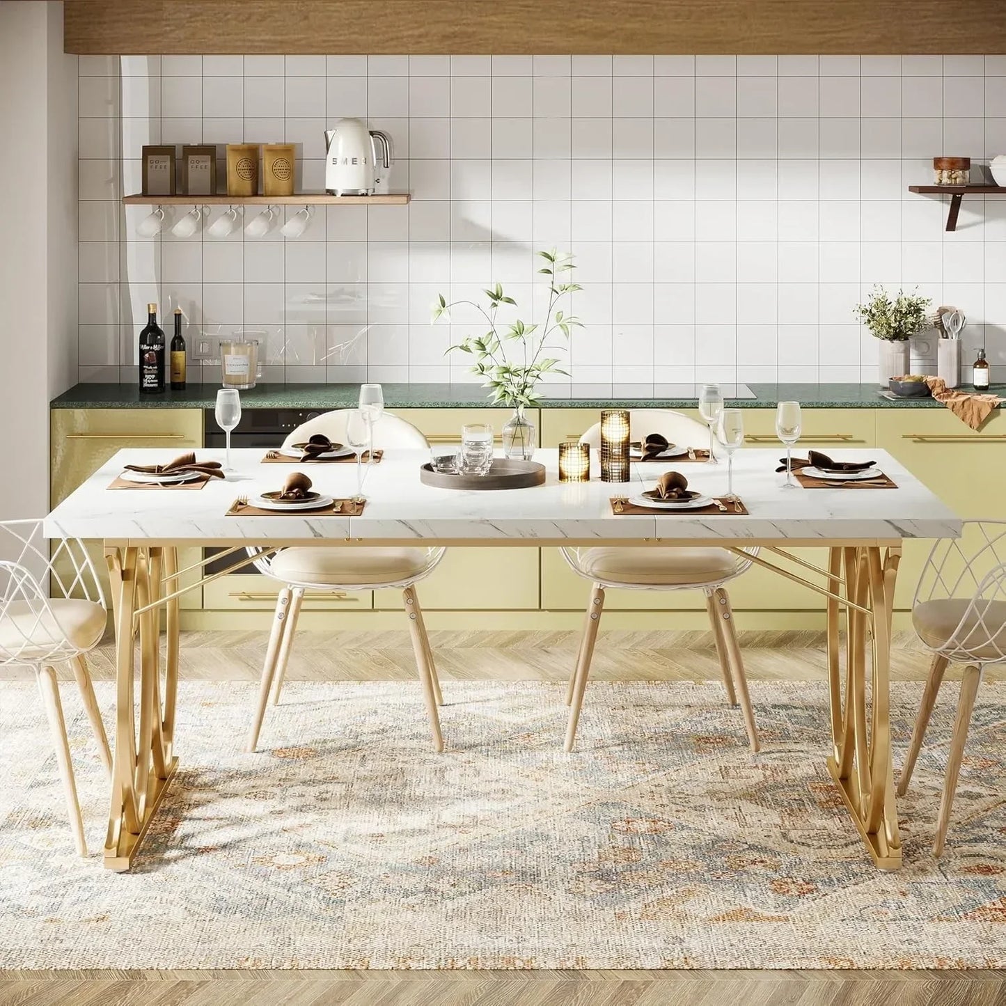 LITTLE TREE Modern Dining Table Rectangular Kitchen And Dining Furniture