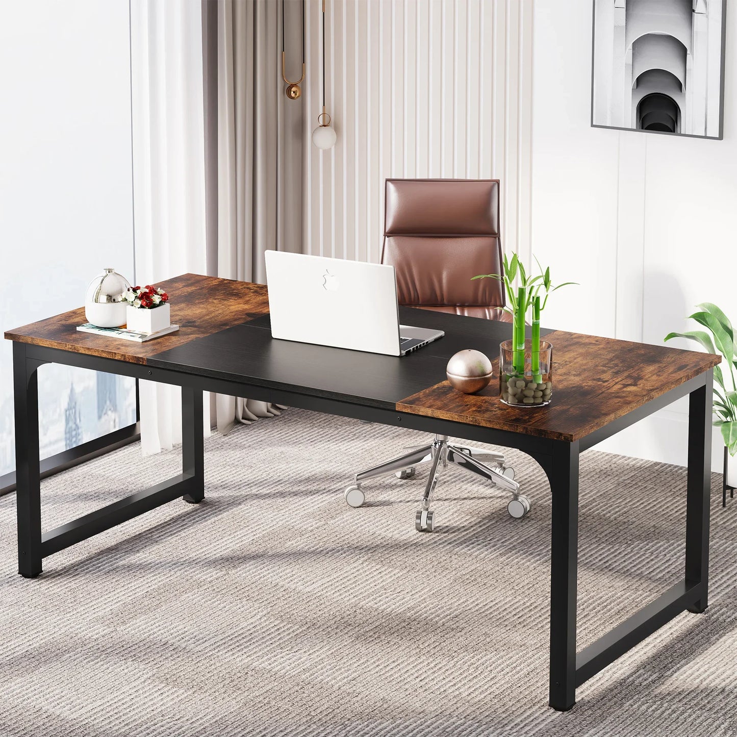 Tribesigns Modern Large Wood Computer Desk Office Workstation