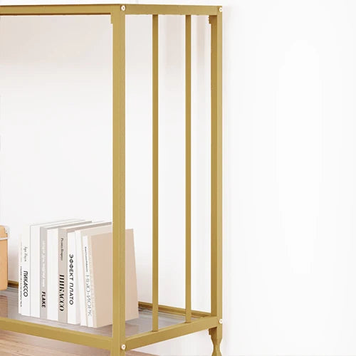 HobbyLane Console Table With Glass Shelf Metal Frame For Hallway