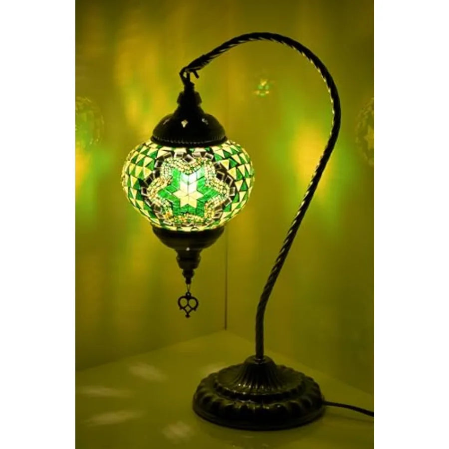 Turkish Mosaic Glass Swan Neck Lamp Bedside Tiffany Style