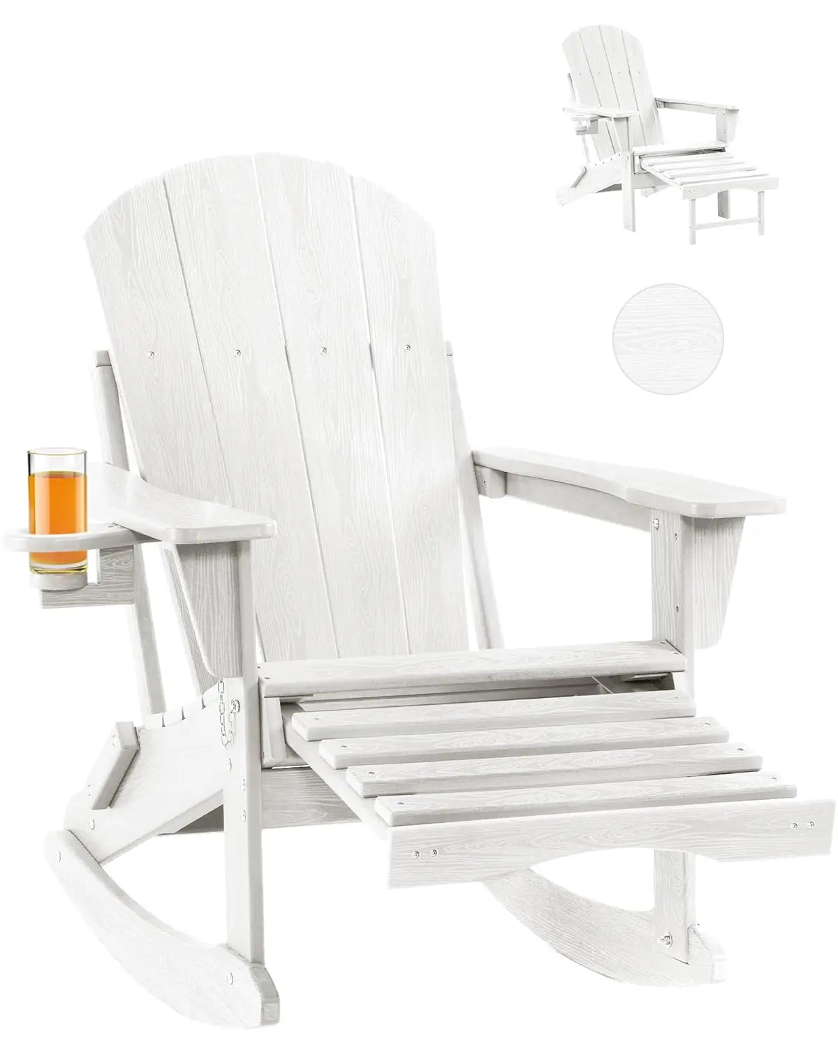 Folding Adirondack Rocking Chair 4 In 1 Multifunctional Patio Ottoman
