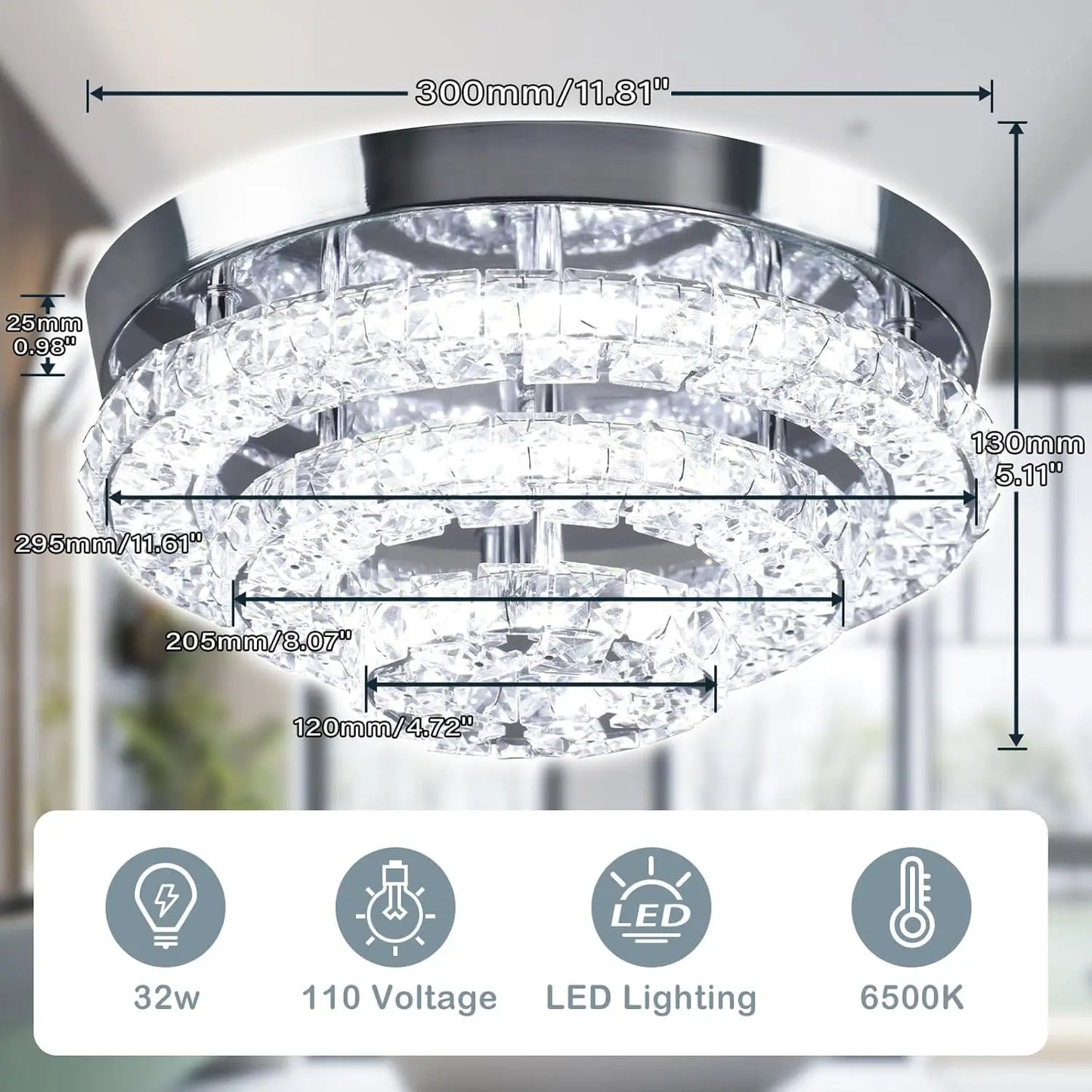 FRIXCHUR Crystal Chandeliers Modern Ceiling Light LED Chandelier Fixture