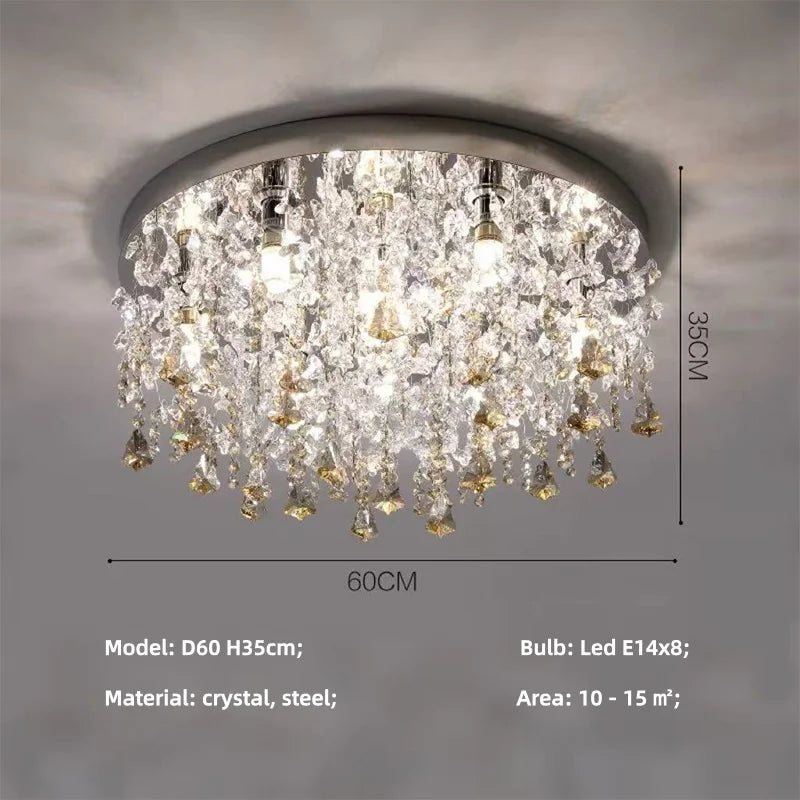 SaloEElaitte Crystal LED Ceiling Light Modern Living Room Lamp