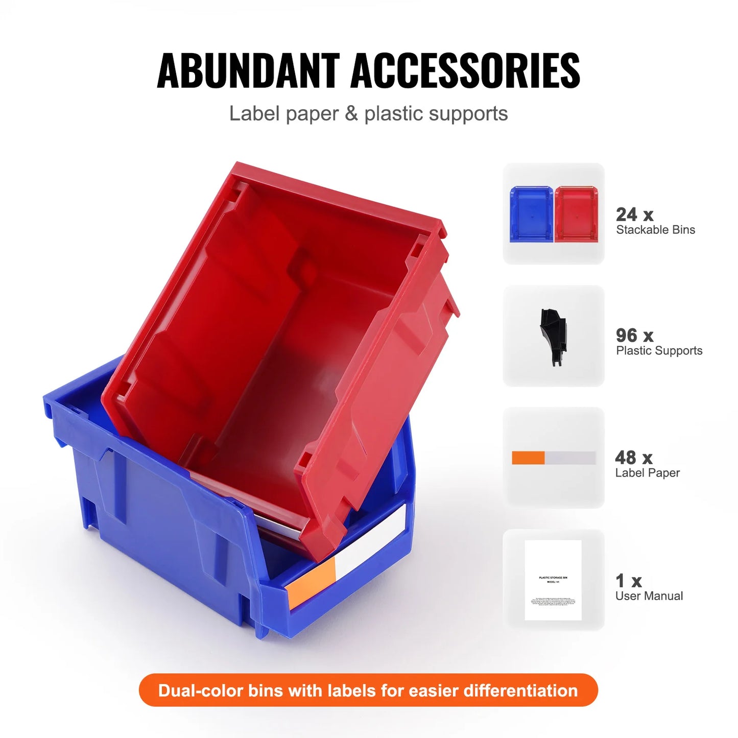 SucceBuy 24 Pack Stackable Storage Bins Organizer For Garage