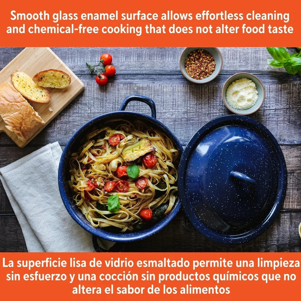 Enamel Stock Pot Durable Metal Oven Safe With Double Handles