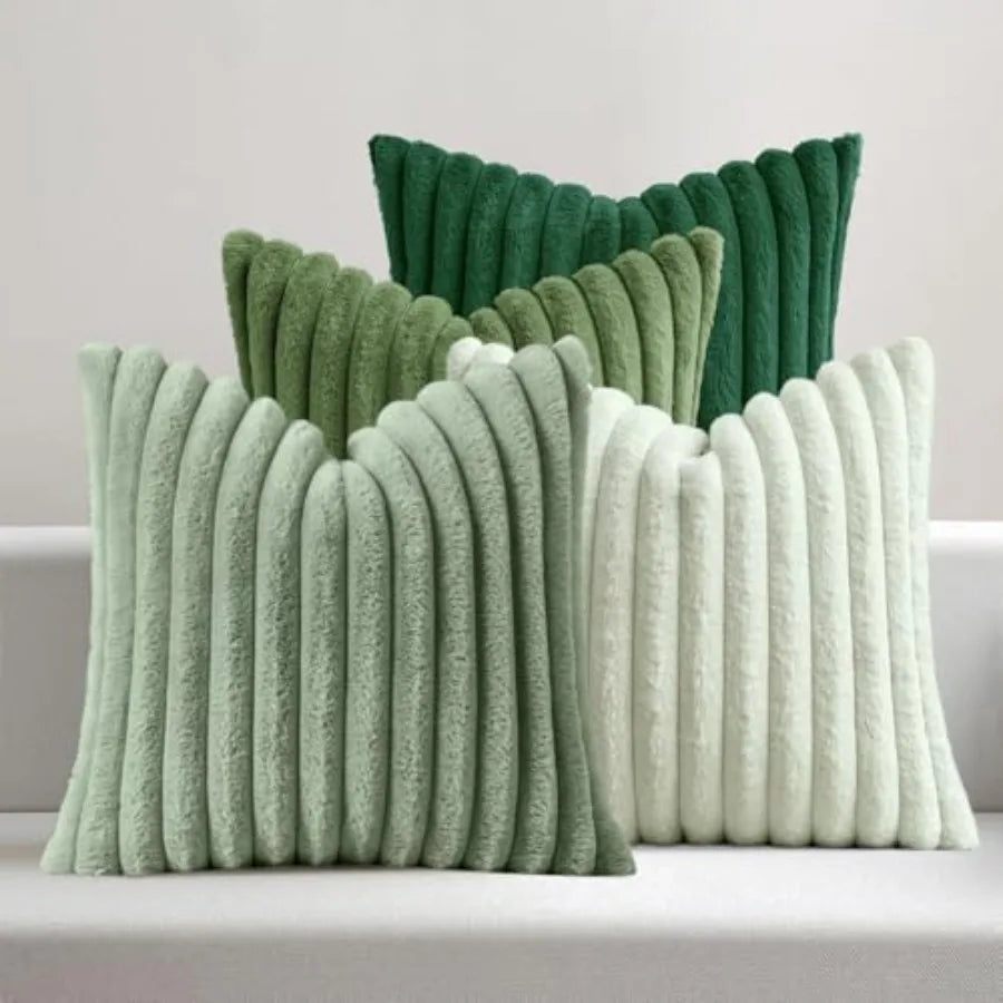 Faux Fur Plush Premium Pillowcases Set of 4 for Sofa