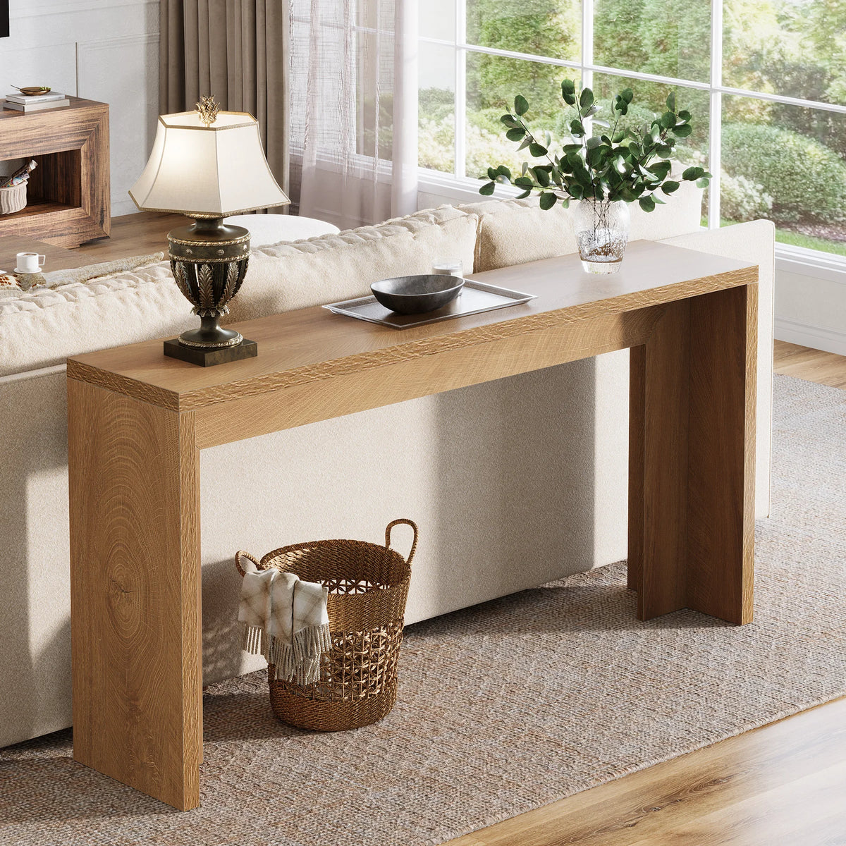 Tribesigns Wooden Farmhouse Console Table With Storage