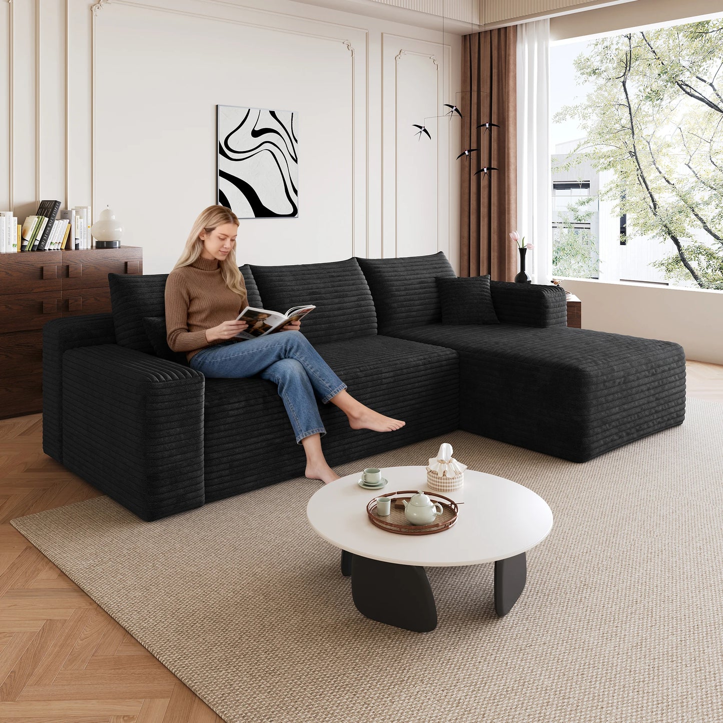 Cloud Sectional Sofa U Shaped Modular Corduroy No Assembly