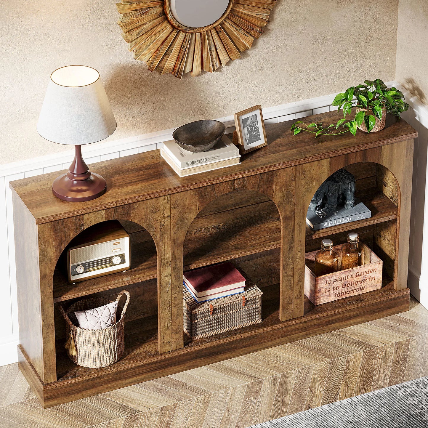 Tribesigns 63 Inch Farmhouse Console Table With Storage
