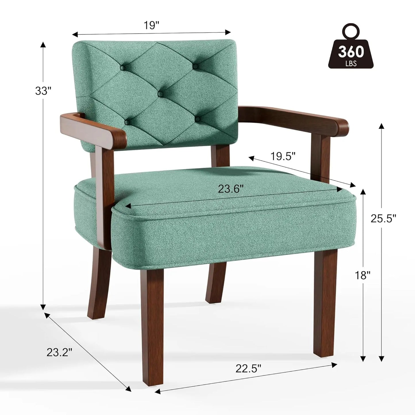 Oversized Upholstered Armchair Set Tufted Back Cushioned Wood Frame TwoPieceSet