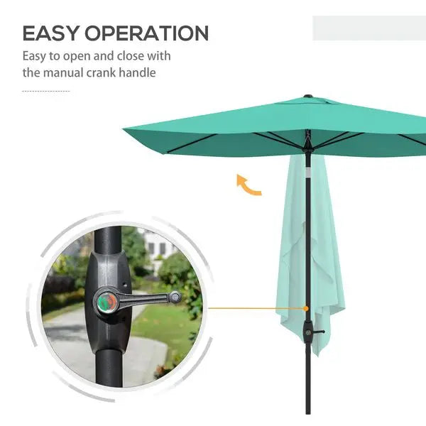 Rectangular Patio Market Umbrella With Crank Push Button Tilt