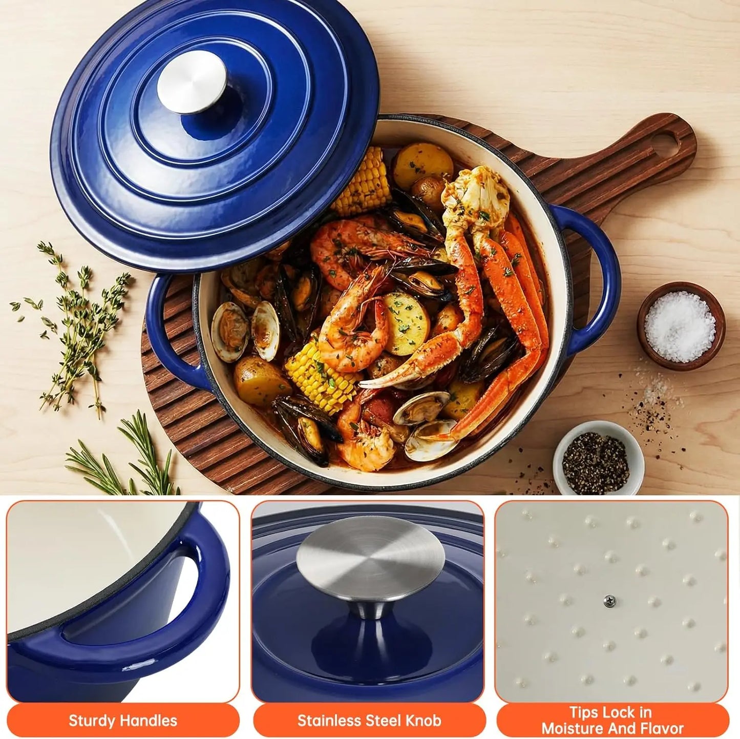 Nonstick Enameled Cast Iron Cookware Set With Dutch Oven