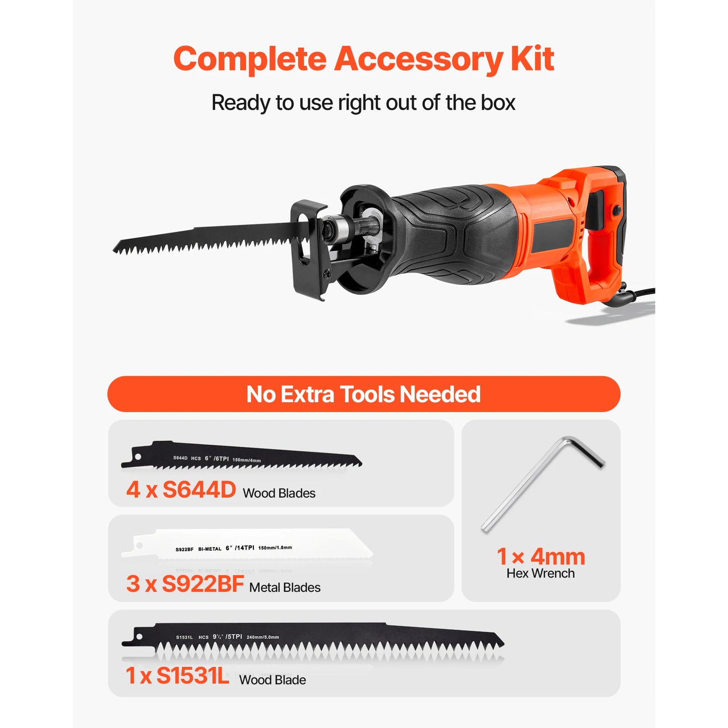 SucceBuy Corded Reciprocating Saw 120V 7.5A 2800 SPM