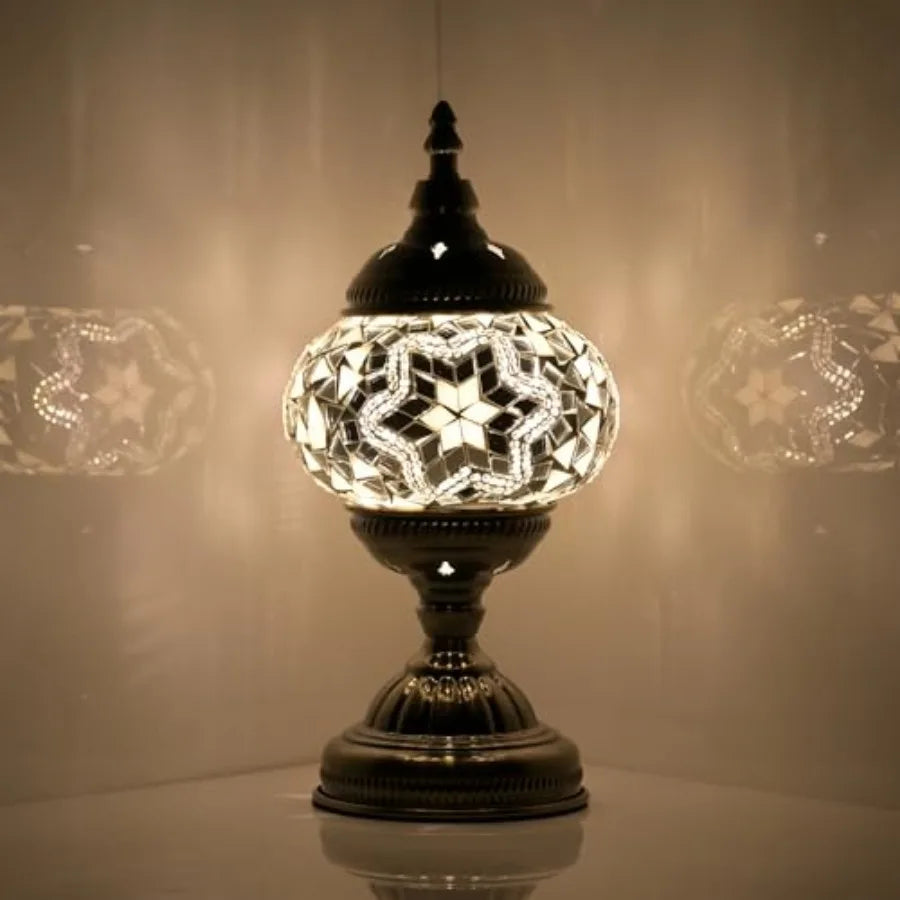 Turkish Moroccan Solar Table Lamp Handmade Mosaic Glass Lantern